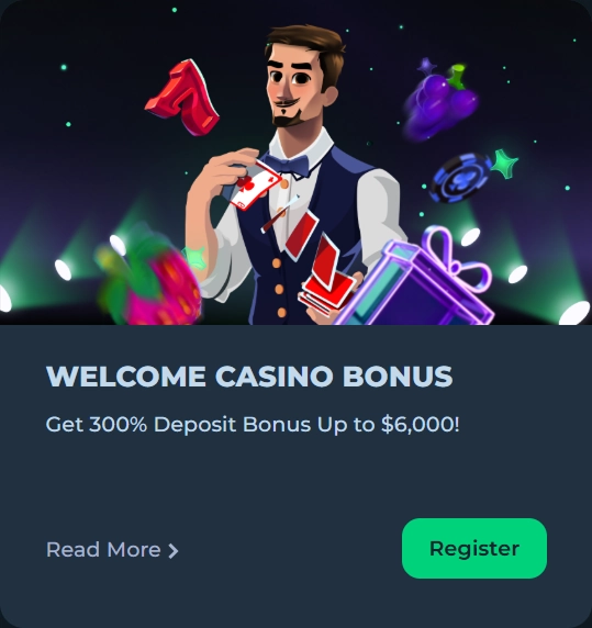 Welcome bonus 300 percent 6000 dollars
