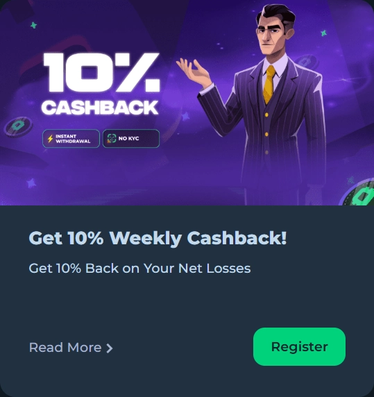 bonus-5 Cashback 10 percent weekly mascot